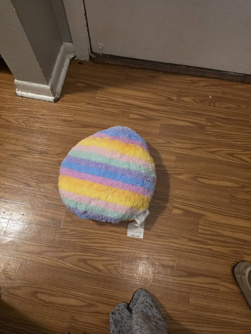Plush Rainbow Striped Round Pillow